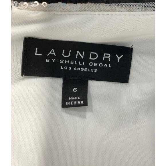 NEW Laundry Shelli Segal Sequin Florette Shift Dress 6 White Champagne Sequin - Picture 6 of 8